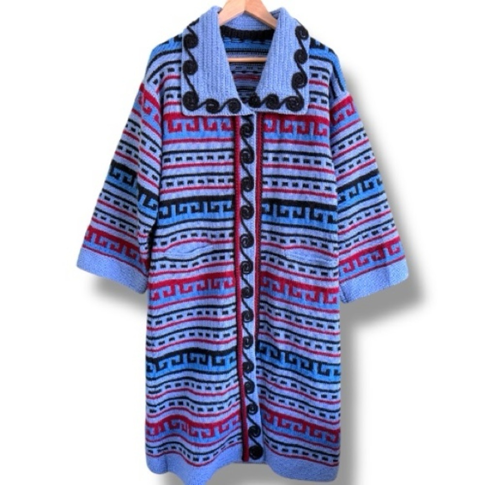 Hand-Knit Kimono Style Long Sweater Jacket Cardigan